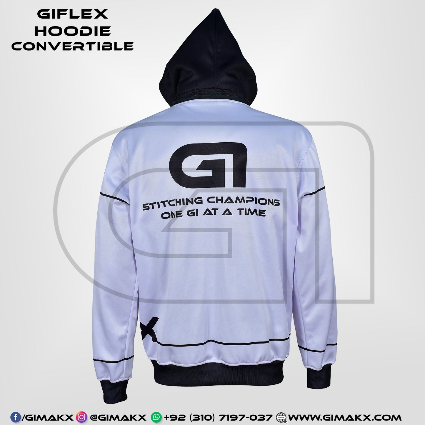 Gimakx GiFlex Convertible White Hoodie