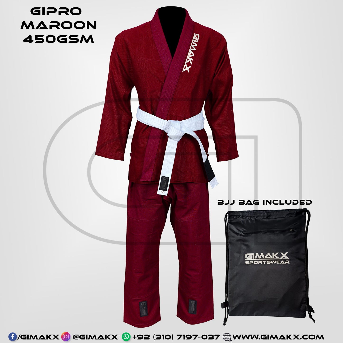 Gimakx GiPro Maroon Premium BJJ Gi