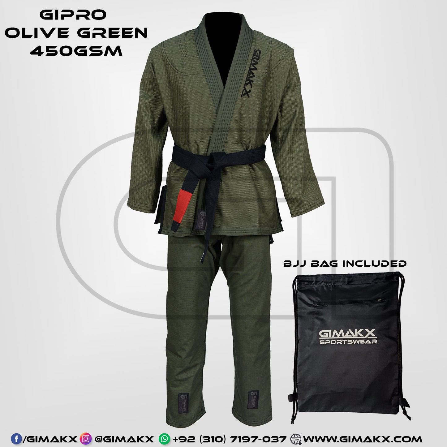 Gimakx GiPro Olive Green Premium BJJ Gi