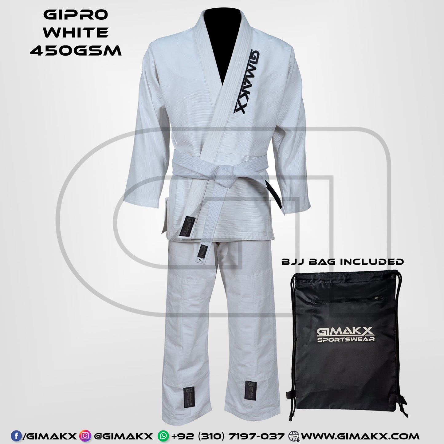 Gimakx GiPro White Premium BJJ Gi